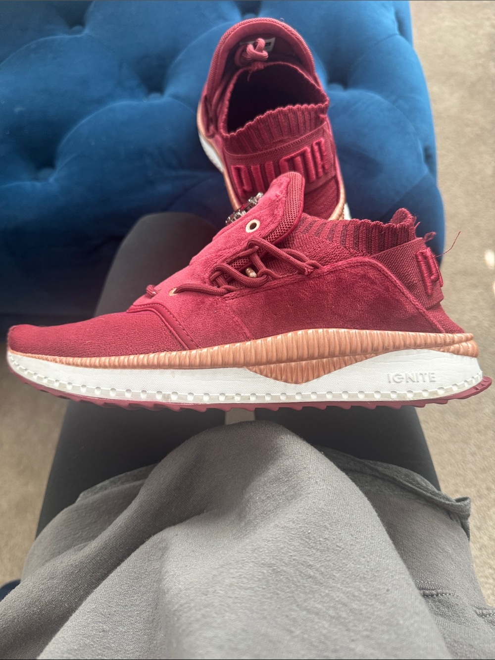 Women’s Puma Burgundy Canvas Lace-Up Sneakers